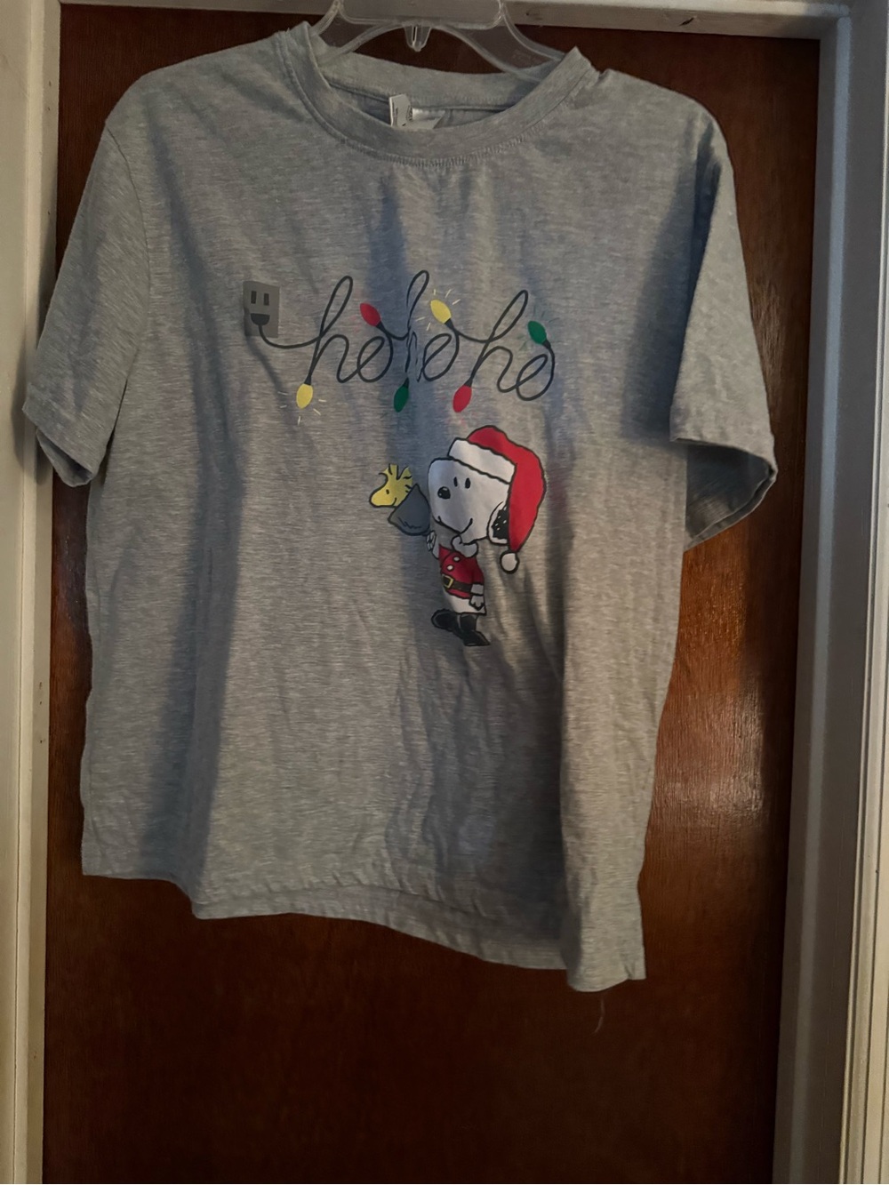 Peanuts Snoopy Christmas Tee with Woodstock in Santa Outfit